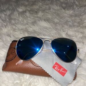 Ray-Ban Gold Frame Sunglasses with Blue Lenses